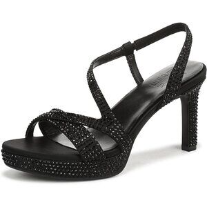 Naturalizer Women Black Satin Polyurethane Rounded Open Toes Platform Shoes